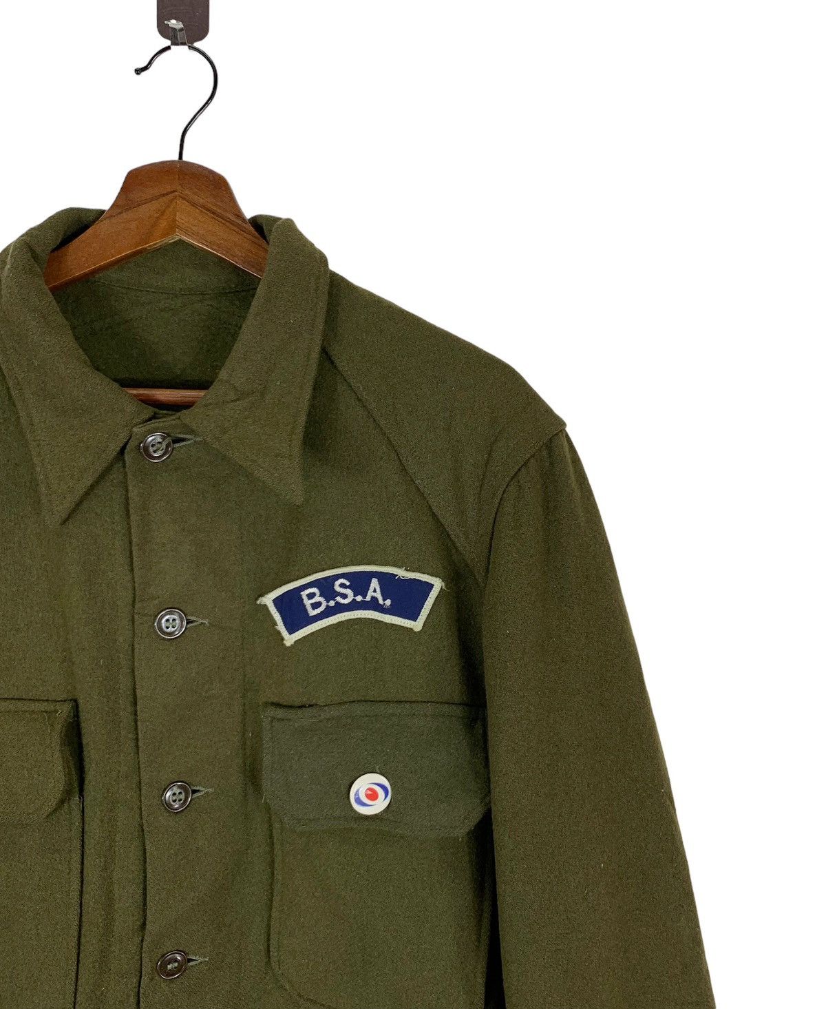 Vintage VINTAGE BSA MOTORCYCLE GREEN OLIVE WOOL BUTTON SHIRT Size US M / EU 48-50 / 2 - 5 Thumbnail