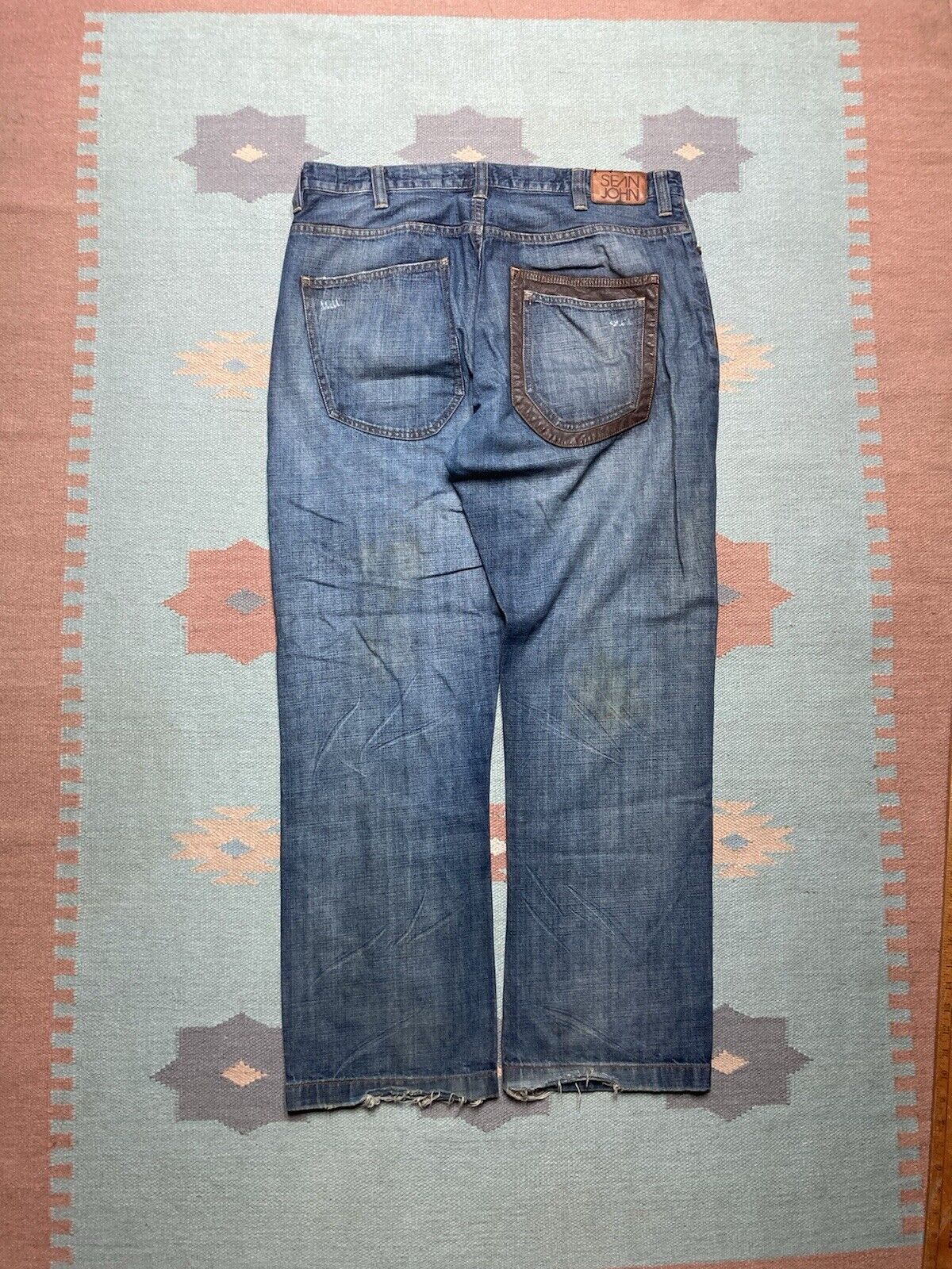 Sean John × Vintage VTG y2k baggy jeans Sean John faded wide pipes skater 38x34 Size US 38 / EU 54 - 1 Thumbnail