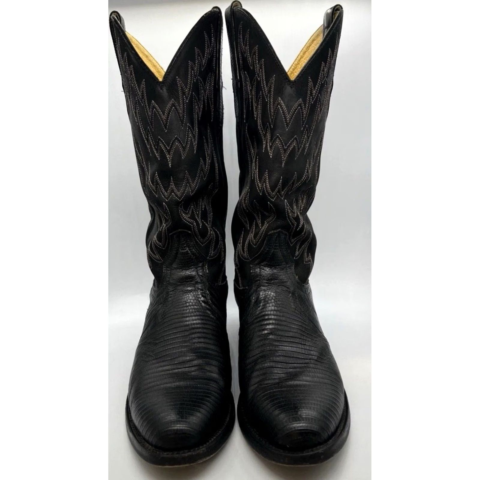 Vintage Cavender’s Teju Lizard Cowboy Boots Mens 9 D Black Exotic Western Round Toe USA Size US 9 / EU 42 - 2 Thumbnail