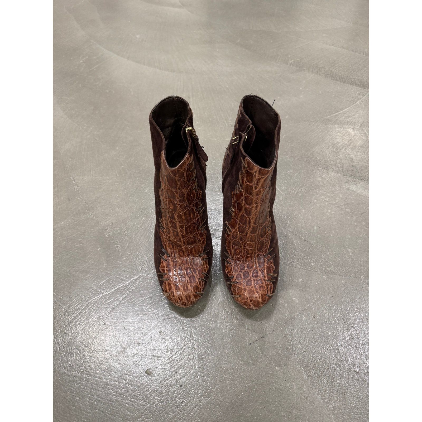 Roberto Cavalli 2000s Cavalli real alligator crocodile and suede ankle boots Size US 7 / IT 37 - 4 Thumbnail
