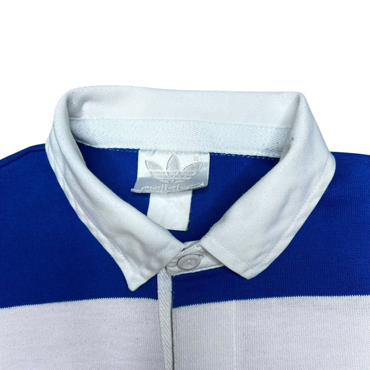 Adidas Vtg 1990s Adidas Striped Collar Polo Rugby Long Sleeve Shirt Size US L / EU 52-54 / 3 - 2 Thumbnail