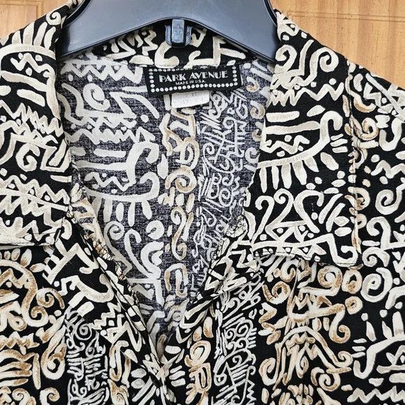 Other Vintage Black and Tan Patterned Button Front Shirt Size L / US 10 / IT 46 - 4 Thumbnail