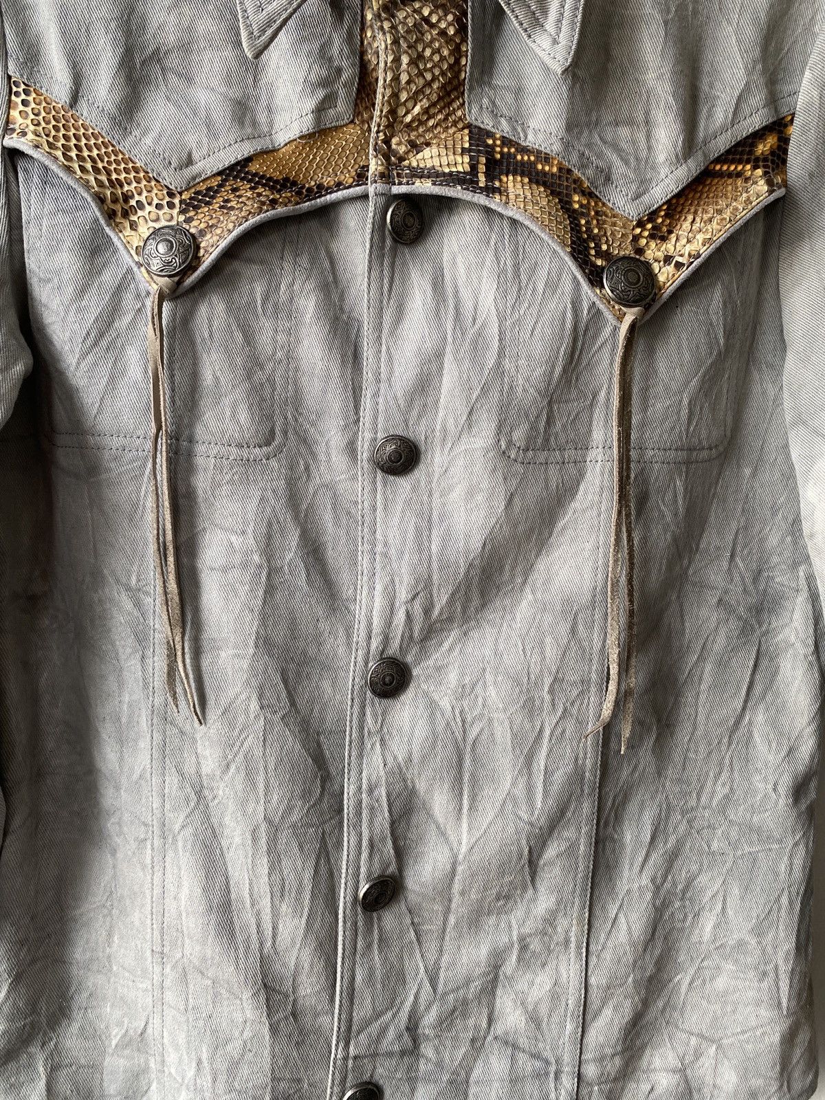 5351 POUR LES HOMMES × Japanese Brand × Tornado Mart 1990s - Vintage 5351 Pour Les Hommes Snake Skin Dyed Jacket Size US M / EU 48-50 / 2 - 10 Thumbnail
