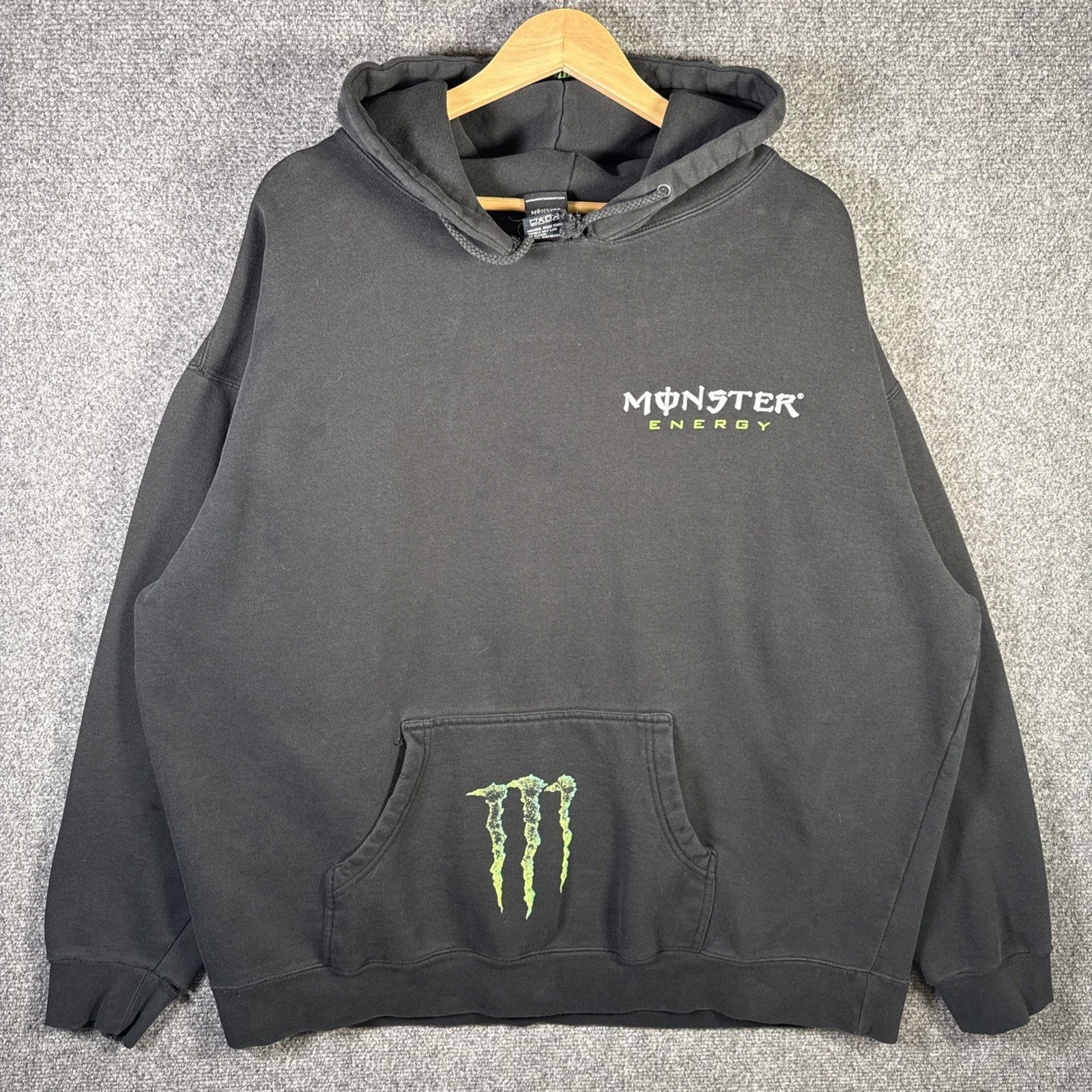 Vintage Monster Energy Hoodie Mens 2XL Y2K Black Rare Energy