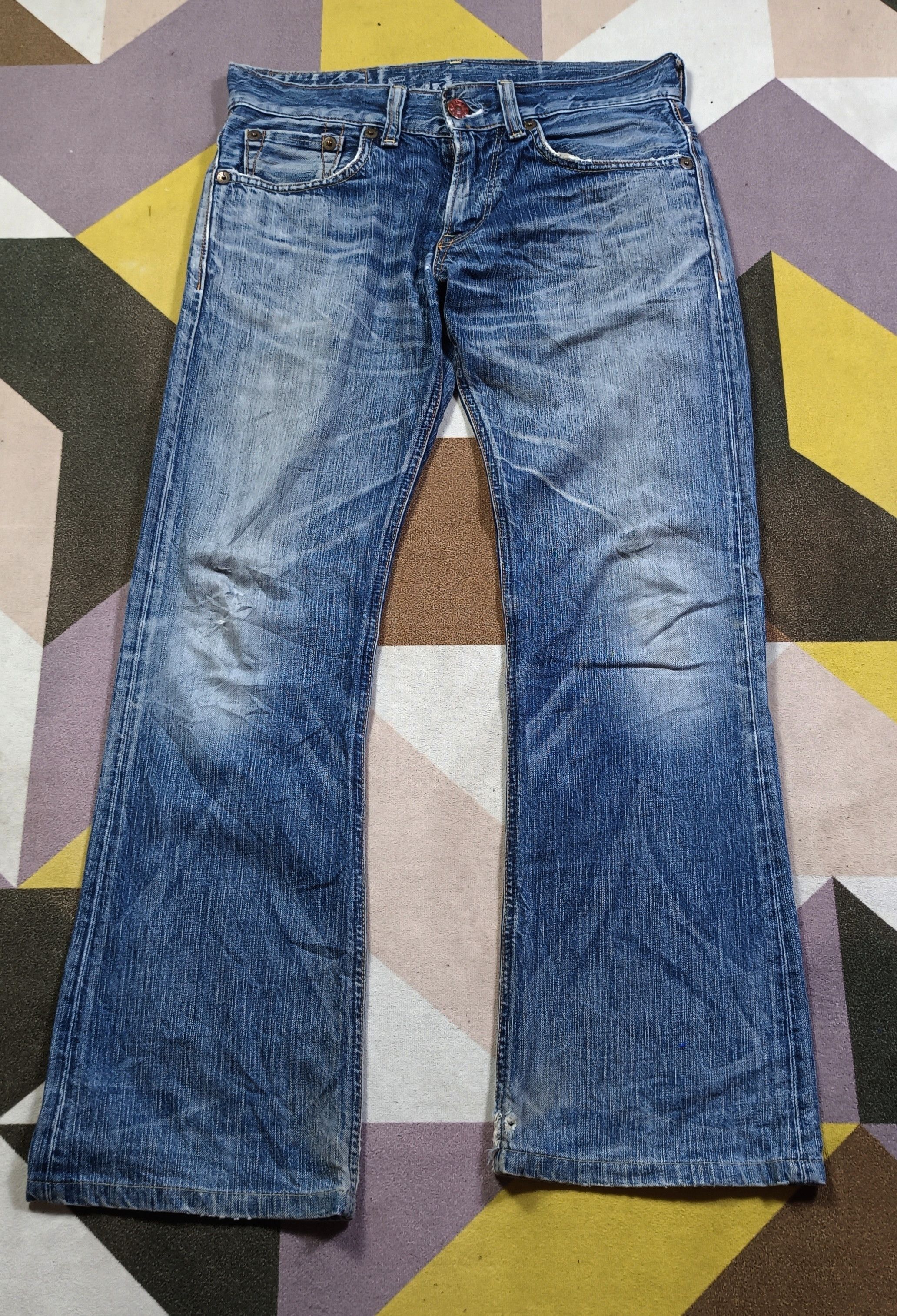 Edwin Vintage Edwin 503 Blue Trip Distressed Jeans Very Rare Size US 32 / EU 48 - 2 Thumbnail