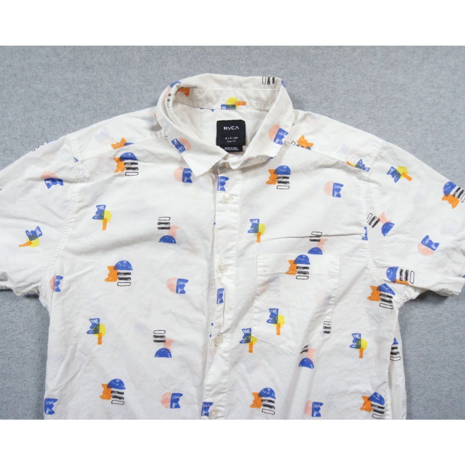 RVCA RVCA Shirt Mens Small White Button Down Short Sleeve Slim Fit Collared Surf Size US S / EU 44-46 / 1 - 2 Thumbnail