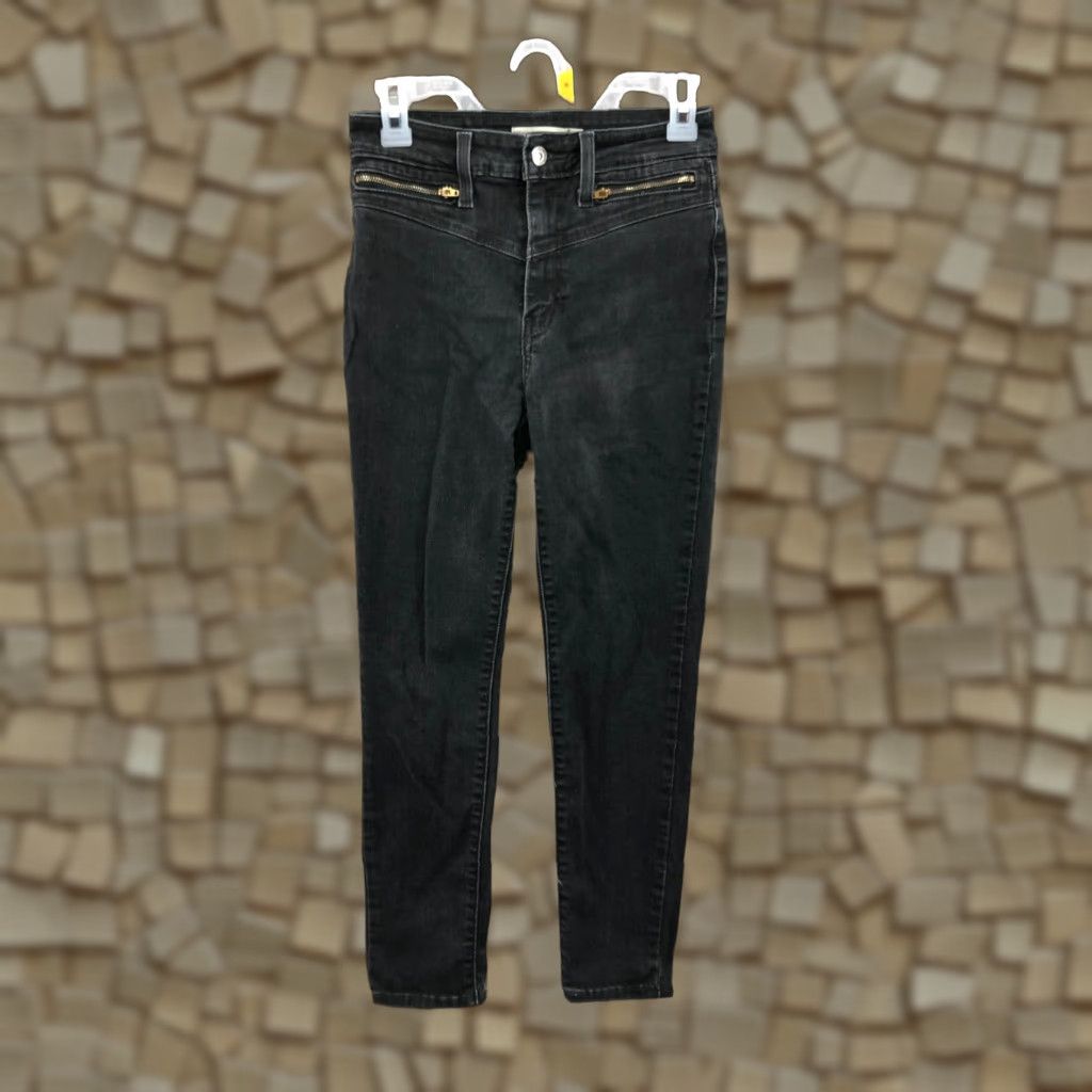 Levi's Levi's 721 High Rise Skinny Jeans Womens Size 27 Black Dark Wash Denim Modern Classic American Levi's 700 Series Regular Fit Size 27" / US 4 / IT 40 - 1 Thumbnail