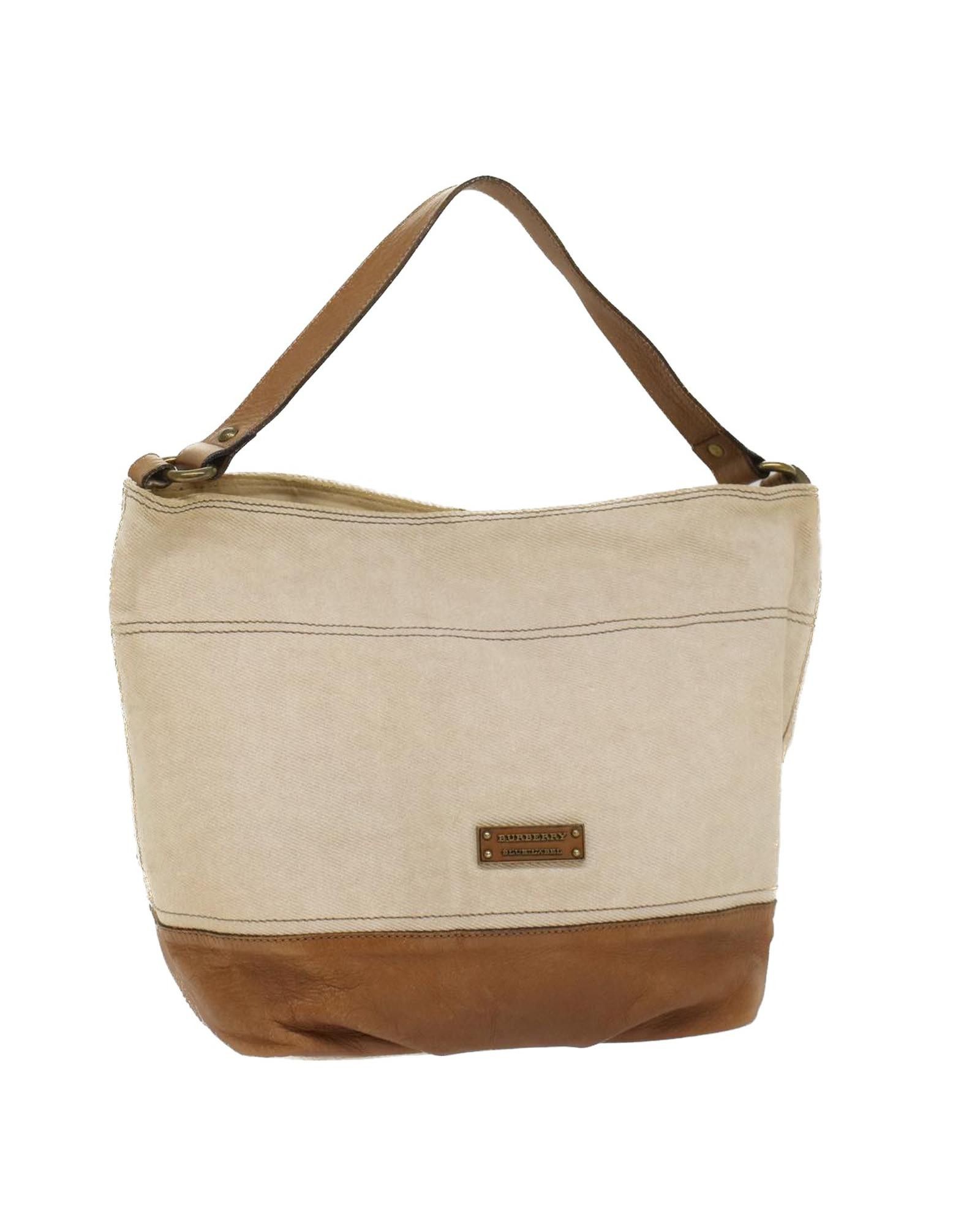 image of Burberry Beige Canvas Shoulder Bag With Unique Style, Women's