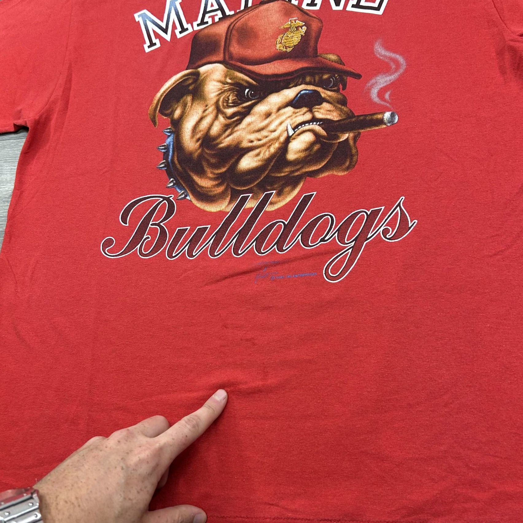 Vintage VINTAGE US Marines Bulldogs Shirt Mens XXL USMC Single Stitch 80s USA Red Crew Neck Graphic Print Size US L / EU 52-54 / 3 - 5 Thumbnail