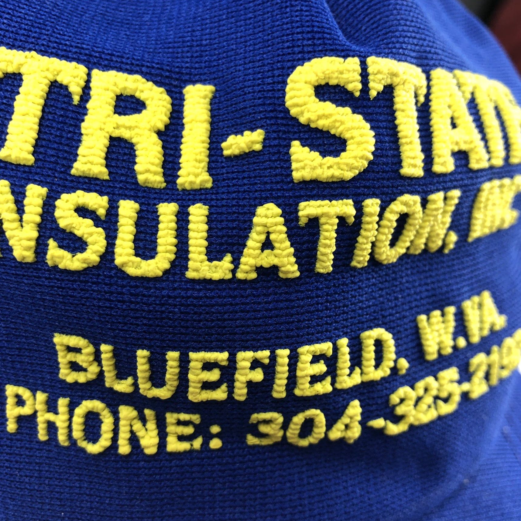 Vintage VINTAGE Trucker Hat Cap Snapback Blue Yellow USA 80s Puffy Print Advertising WV Men One Size Adjustable Size ONE SIZE - 3 Thumbnail