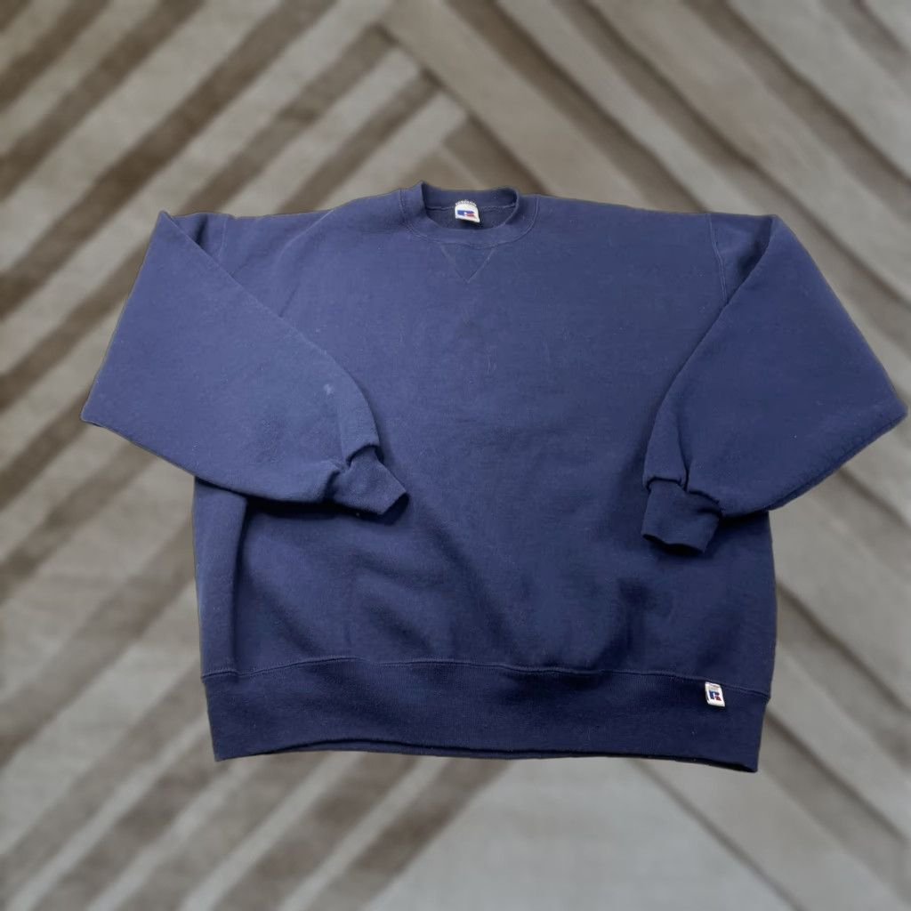 Russell Athletic VINTAGE Russell Athletic Sweatshirt Mens XL Navy Blue Crew Neck Pullover 90s USA Athletic Club Size US XL / EU 56 / 4 - 1 Thumbnail