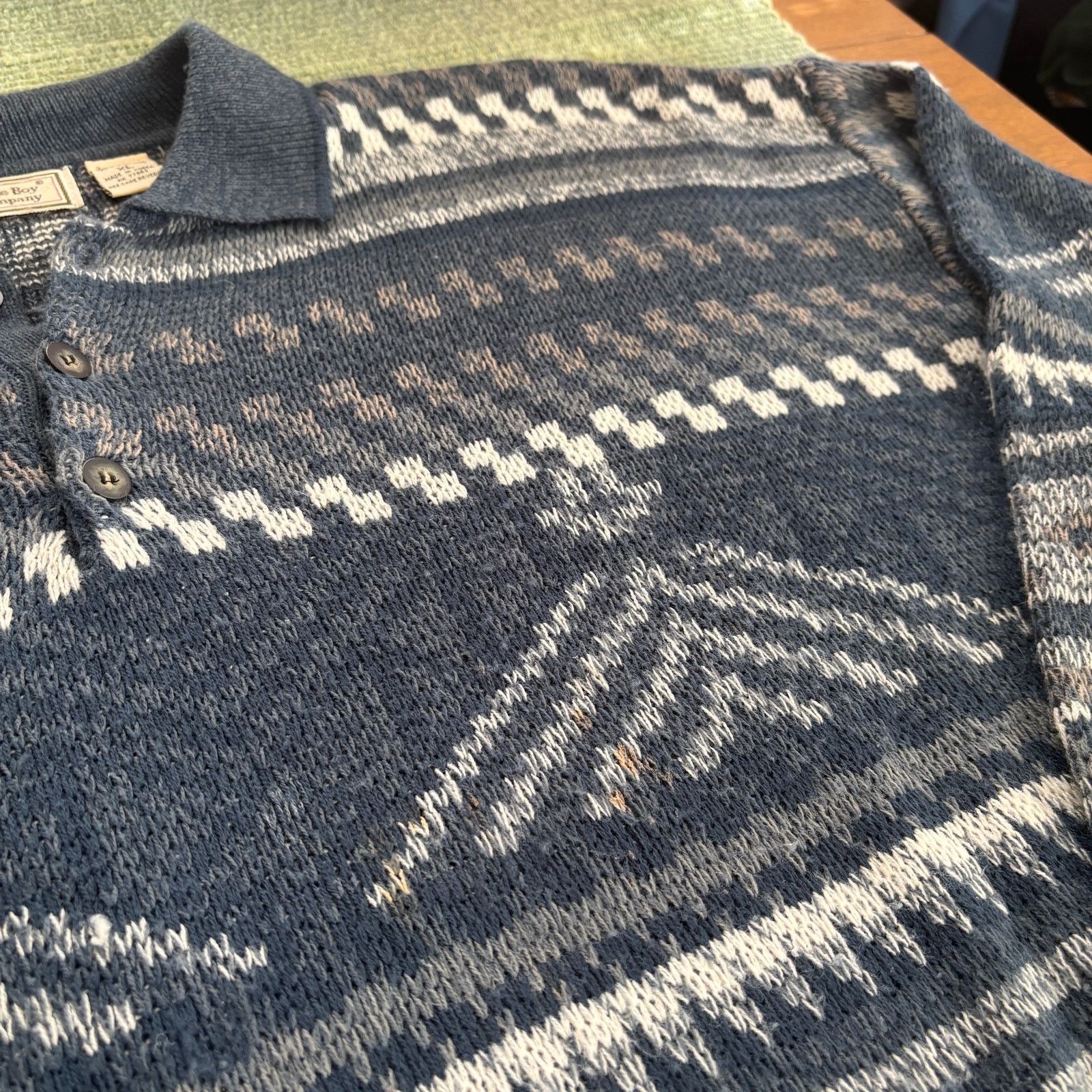 Bugle Boy × Vintage Vintage 90s Bugle Boy patterned acrylic collared sweater XL Size US XL / EU 56 / 4 - 4 Thumbnail