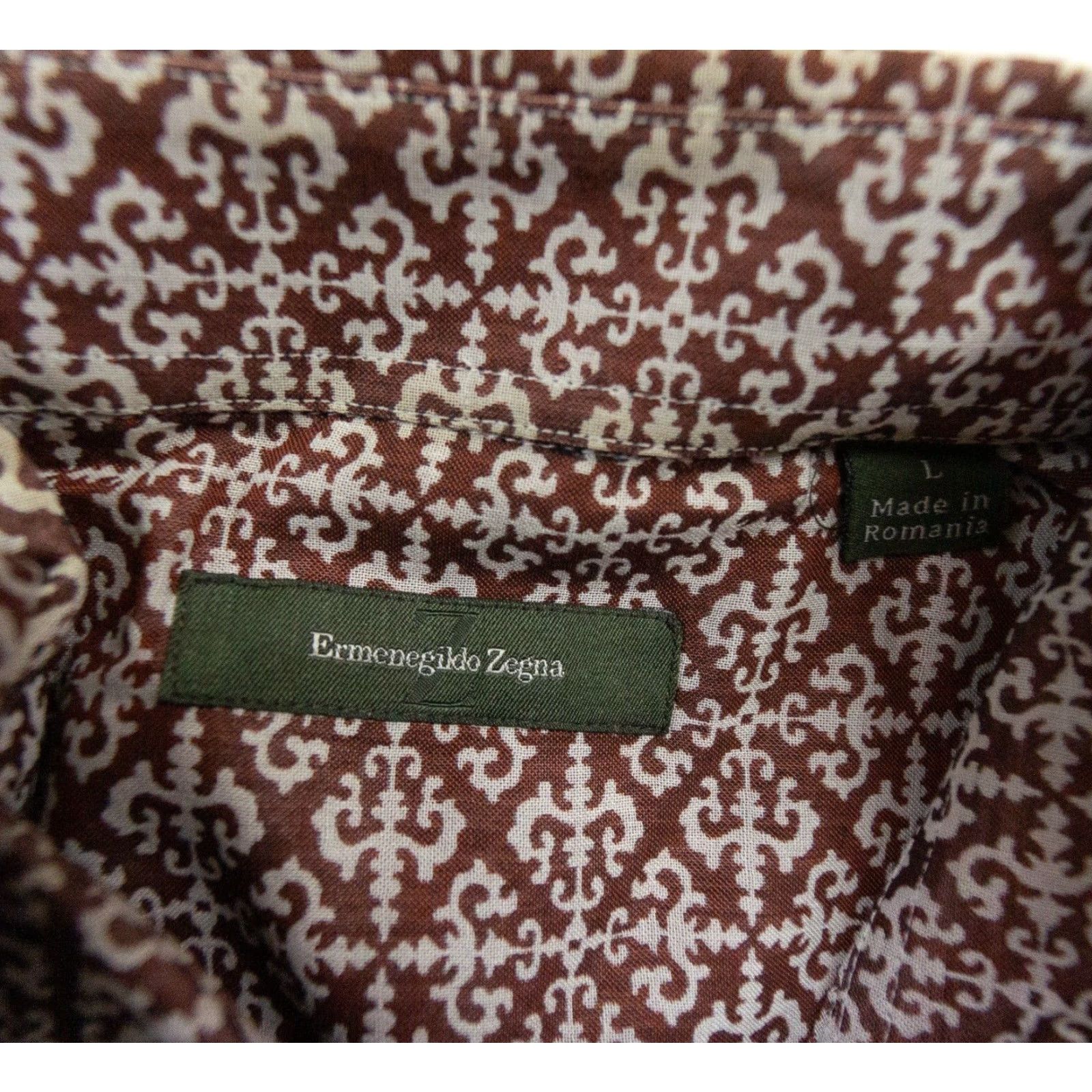 Ermenegildo Zegna VINTAGE Ermenegildo Zegna Men's Button-Down Shirt Long Sleeve Collared Casual Business Formal Travel Brown Cotton Large Mens Size US L / EU 52-54 / 3 - 6 Thumbnail