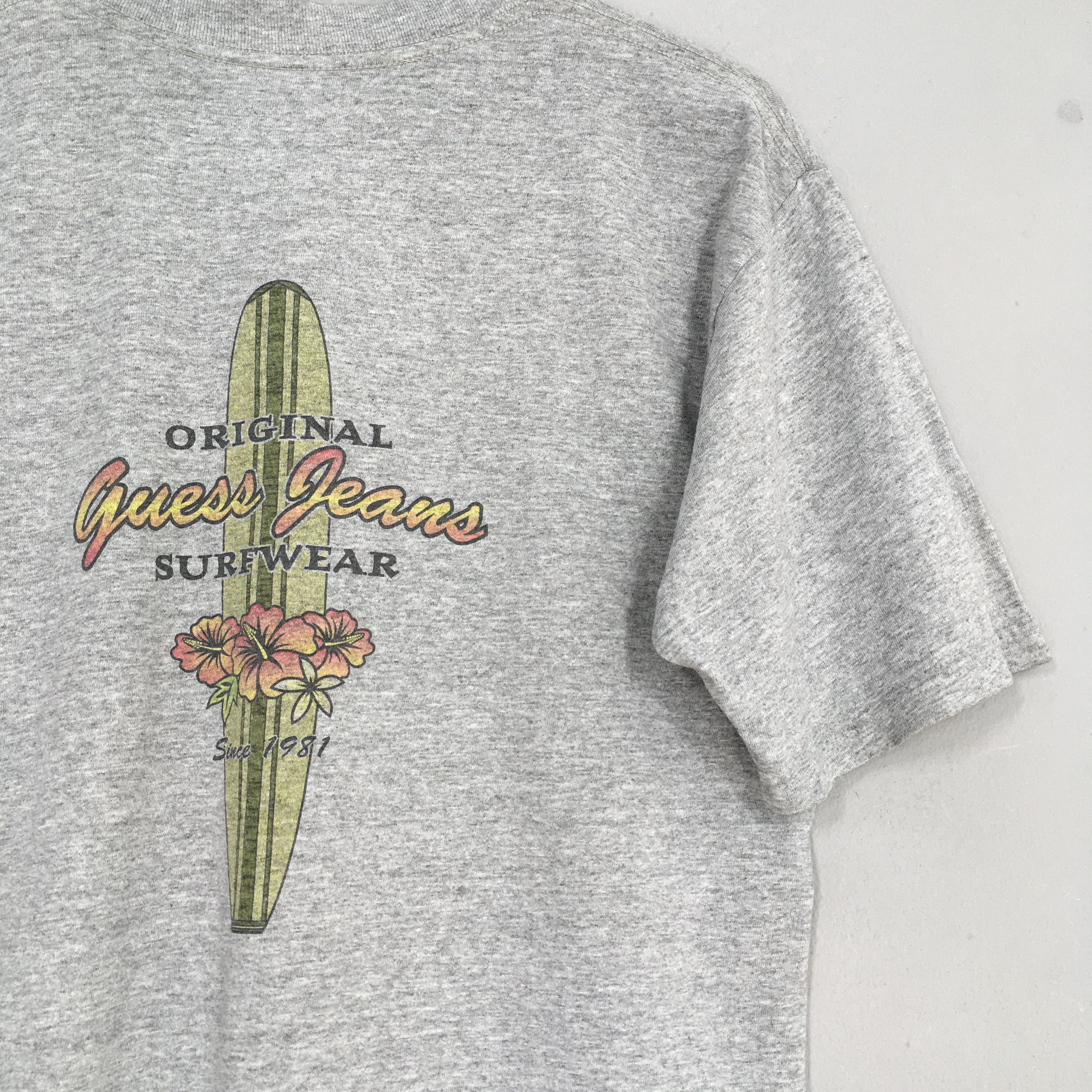 Guess × Vintage Vintage 1990's Guess Jeans Surfwear Gray Tshirt Medium Size US M / EU 48-50 / 2 - 6 Thumbnail