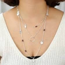 Other Silver tone multi strand layered leaf & disc charm necklace Size ONE SIZE - 7 Thumbnail