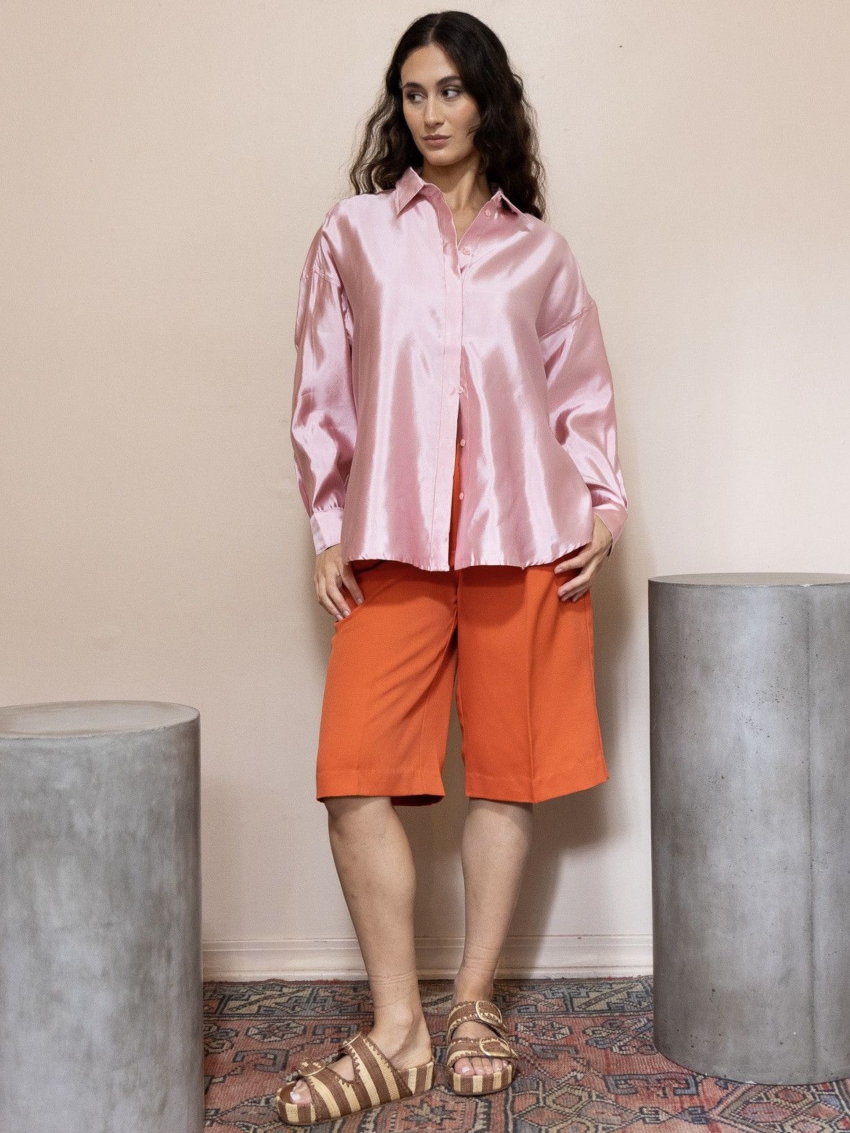 Other Abadia oversized silk twill shirt in pink Size M / US 6-8 / IT 42-44 - 3 Thumbnail
