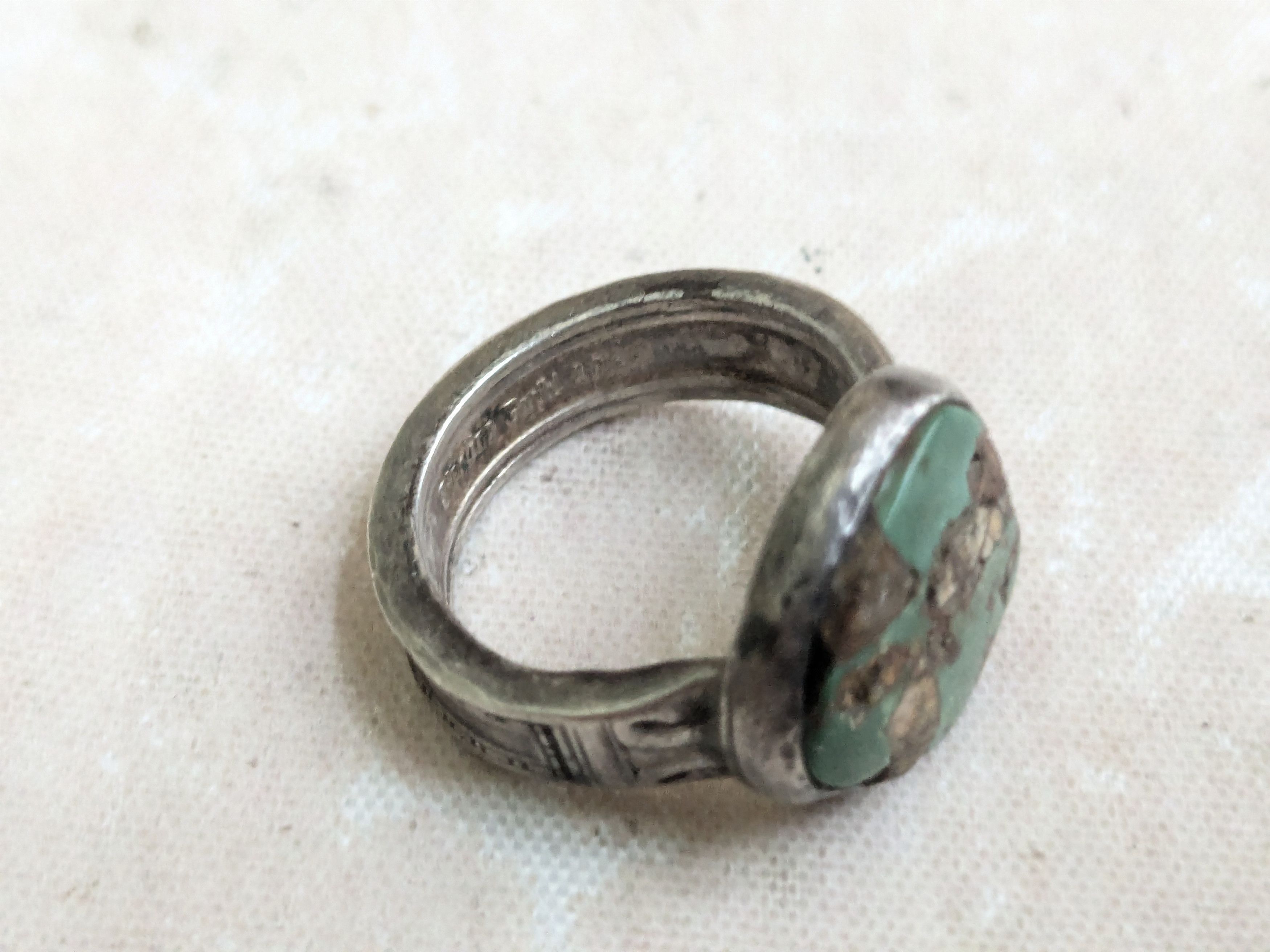 Sterling Silver Vintage Sterling Silver Band Ring Turquoise 8.5 Size ONE SIZE - 7 Thumbnail