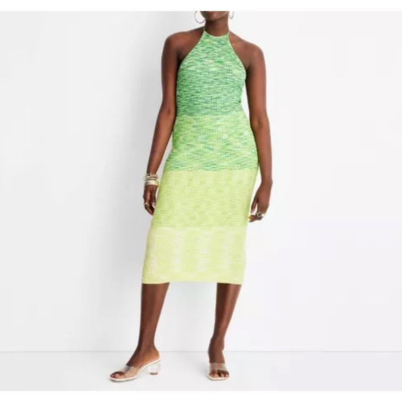 Other Future Collective Alani Noelle Green Open Back Dress Size L Size L / US 10 / IT 46 - 1 Thumbnail