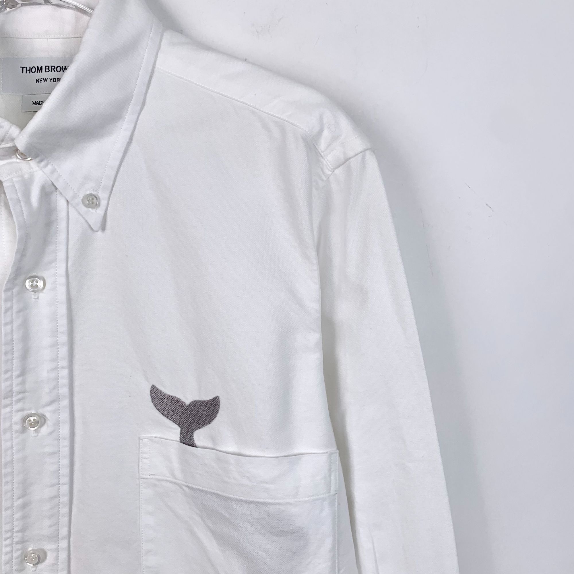 Thom Browne Thom Browne White Shirt With Embroidered Whale Detail Pocket Size US M / EU 48-50 / 2 - 3 Thumbnail