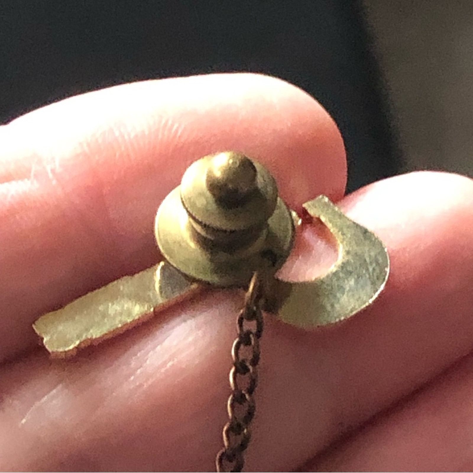 Vintage Vintage men’s gold plated wrench tie Tac pin with chain Size ONE SIZE - 2 Thumbnail