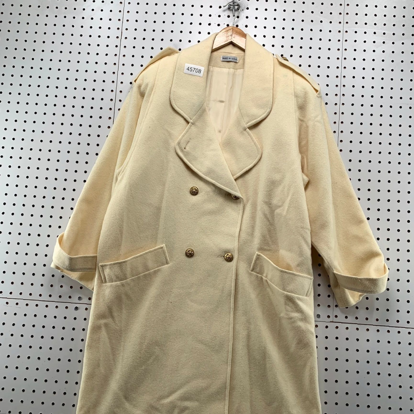 Doublet VINTAGE 100% WOOL Beige Trench Coat Womens 16 XL Double Breasted Made USA Coat Trench Beige Wool 90s Women US Vintage 16 XL Size XXL / US 16-18 / IT 52-54 - 5 Thumbnail