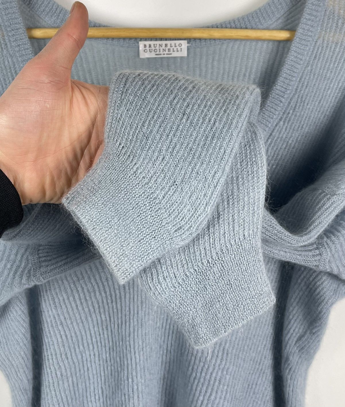 Brunello Cucinelli 🩵 Brunello Cucinelli V-neck Sweater Mohair Blend Womens Blue Size M / US 6-8 / IT 42-44 - 4 Thumbnail