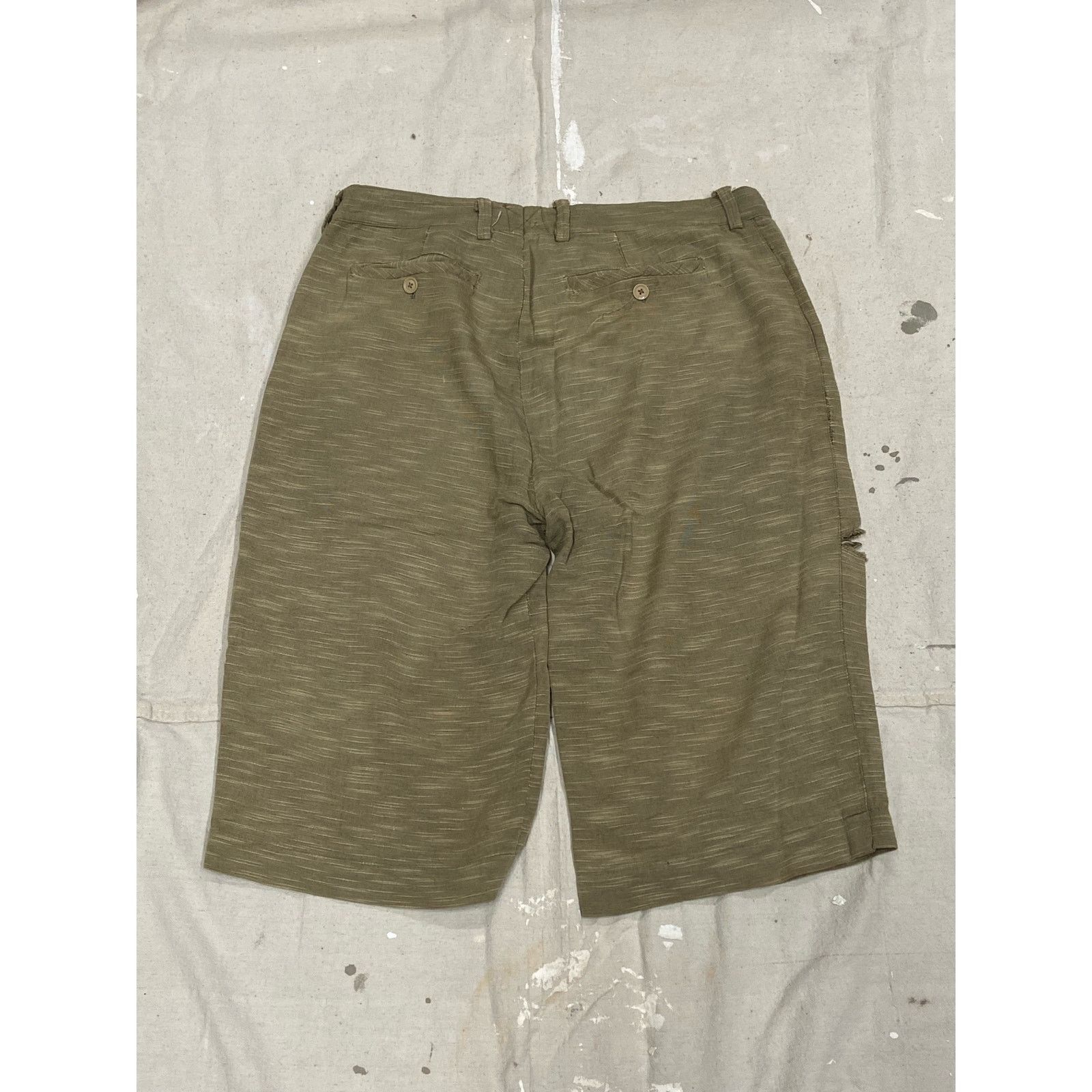 Vintage 40s Vintage Thrashed Distressed Faded Tan Twill Shorts Size US 35 - 2 Thumbnail