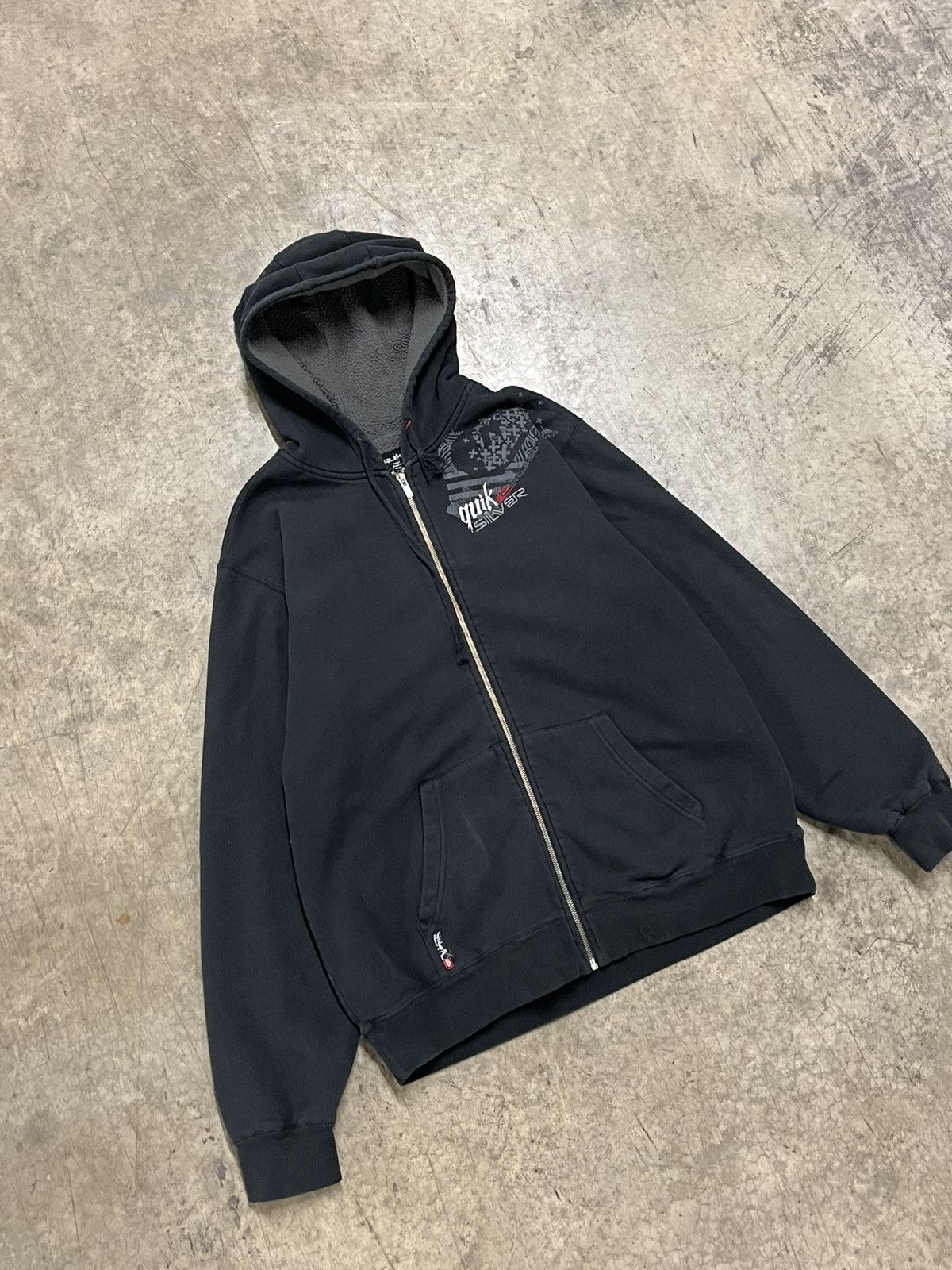 Quiksilver × Vintage Quicksilver y2k Sherpa lined zip up hoodie skater streetwear Size US L / EU 52-54 / 3 - 1 Thumbnail