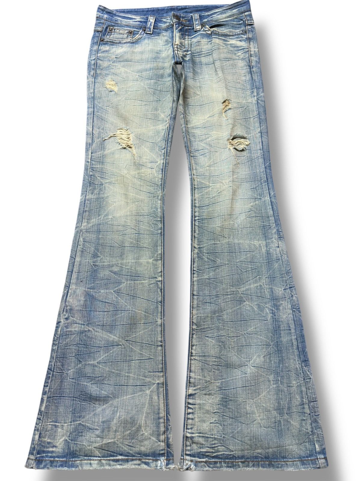 Vintage Japanese Brand Flare Mudwash Honeycomb Denim