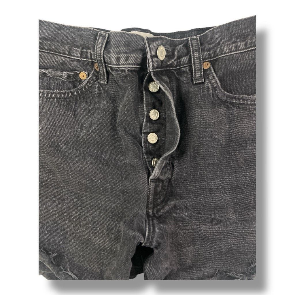 Agolde Agolde Black Distressed Jean Denim Cut Off Shorts Size 29 Size 29" - 2 Thumbnail