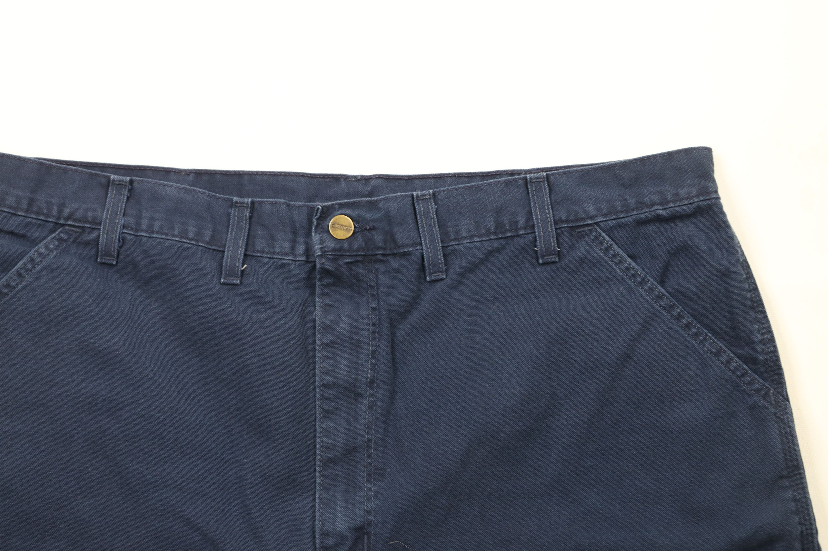 Carhartt × Vintage Vintage 90s Carhartt Above Knee Canvas Shorts Navy Blue USA Size US 44 / EU 60 - 2 Thumbnail