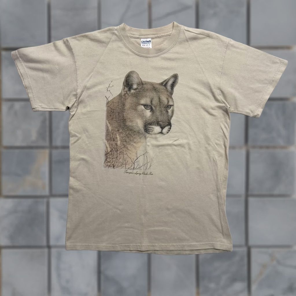 Gildan Tampa's Lowry Park Zoo Gildan Shirt Mens Medium Beige Cougar Graphic Tee Size US M / EU 48-50 / 2 - 1 Thumbnail