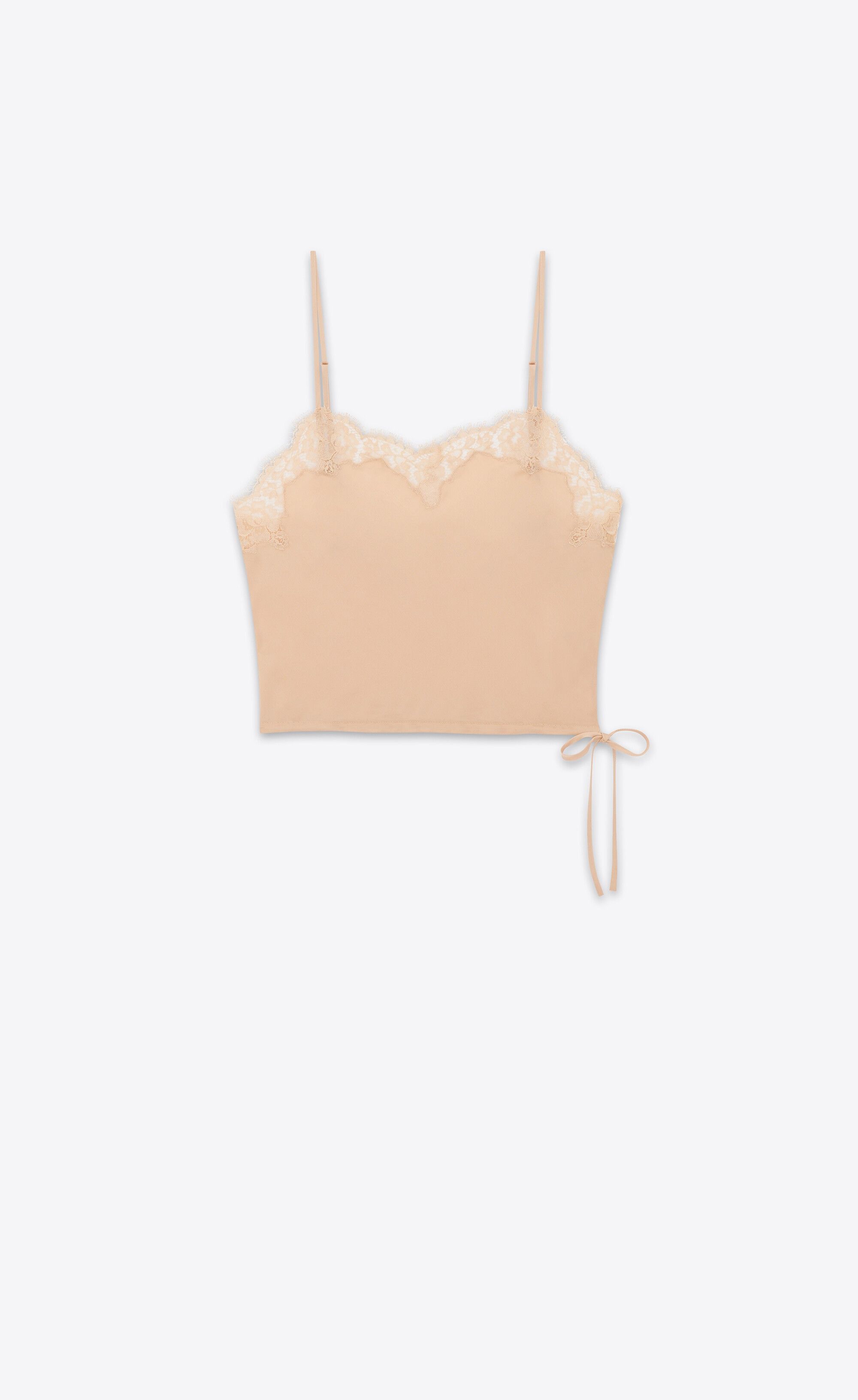 Saint Laurent Paris o1s1wg110225 731588 Lingerie Tank Top in Silk Satin in Skin Size M / US 6-8 / IT 42-44 - 1 Thumbnail
