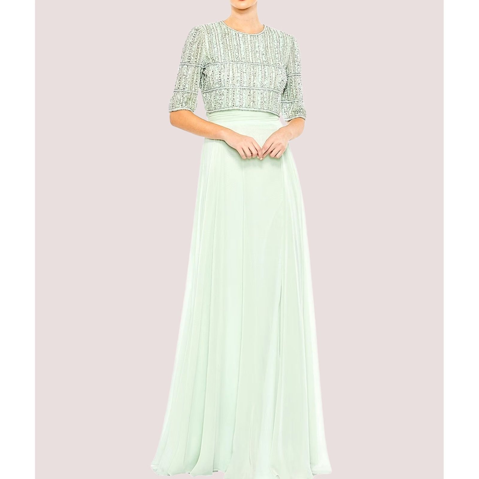 Mac Duggal Mac Duggal Womens Bead-Embellished Chiffon Gown Dress mint Size 2 Size XS / US 0-2 / IT 36-38 - 1 Thumbnail