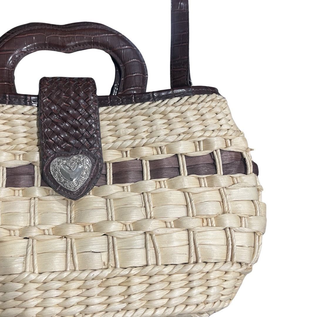 Other Straw Raffia Wicker Two Tone Handbag Silver Heart Detail Size ONE SIZE - 3 Thumbnail
