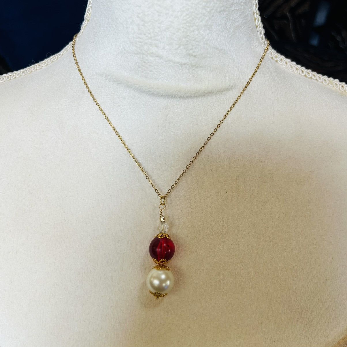 Handmade Handcrafted vintage bead vampire blood lucite drop necklace Size ONE SIZE - 3 Thumbnail