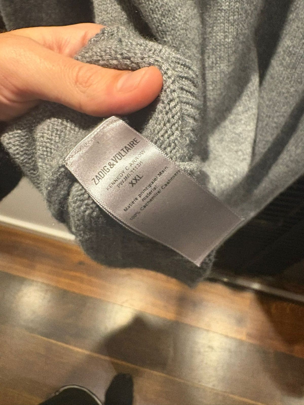 Zadig & Voltaire Gray Cashmere Sweater with Striped Arm Size US XXL / EU 58 / 5 - 4 Thumbnail
