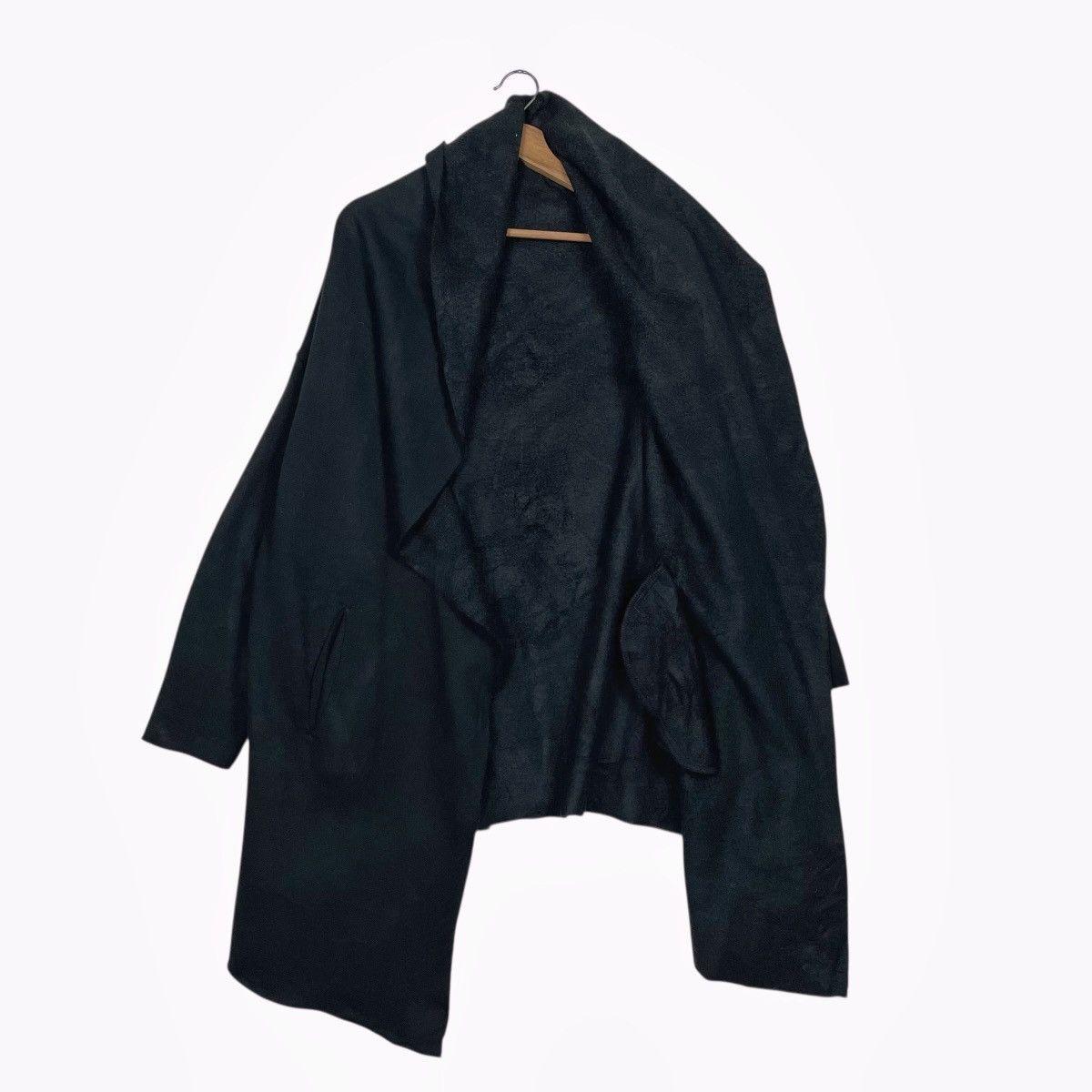 Japanese Brand Mizuiro Industries Black Hooded Buttonless Cape Coat Size M / US 6-8 / IT 42-44 - 9 Thumbnail