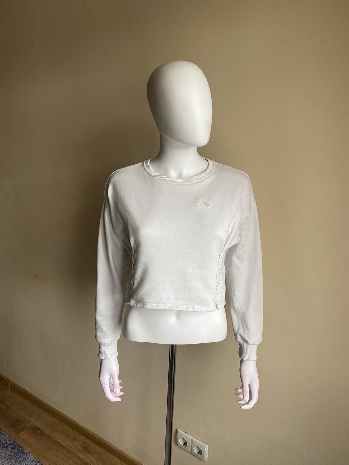 Chloe Chloe Womens White Cropped Sweatshirt Size 12 Size M / US 6-8 / IT 42-44 - 2 Thumbnail