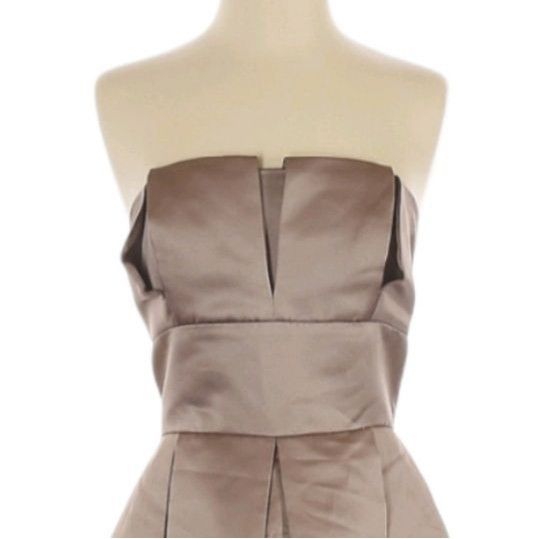Vintage Vtg 80s Artsy Satin Formal Strapless Dress Sz 10 Taupe Pleat Size L / US 10 / IT 46 - 3 Thumbnail
