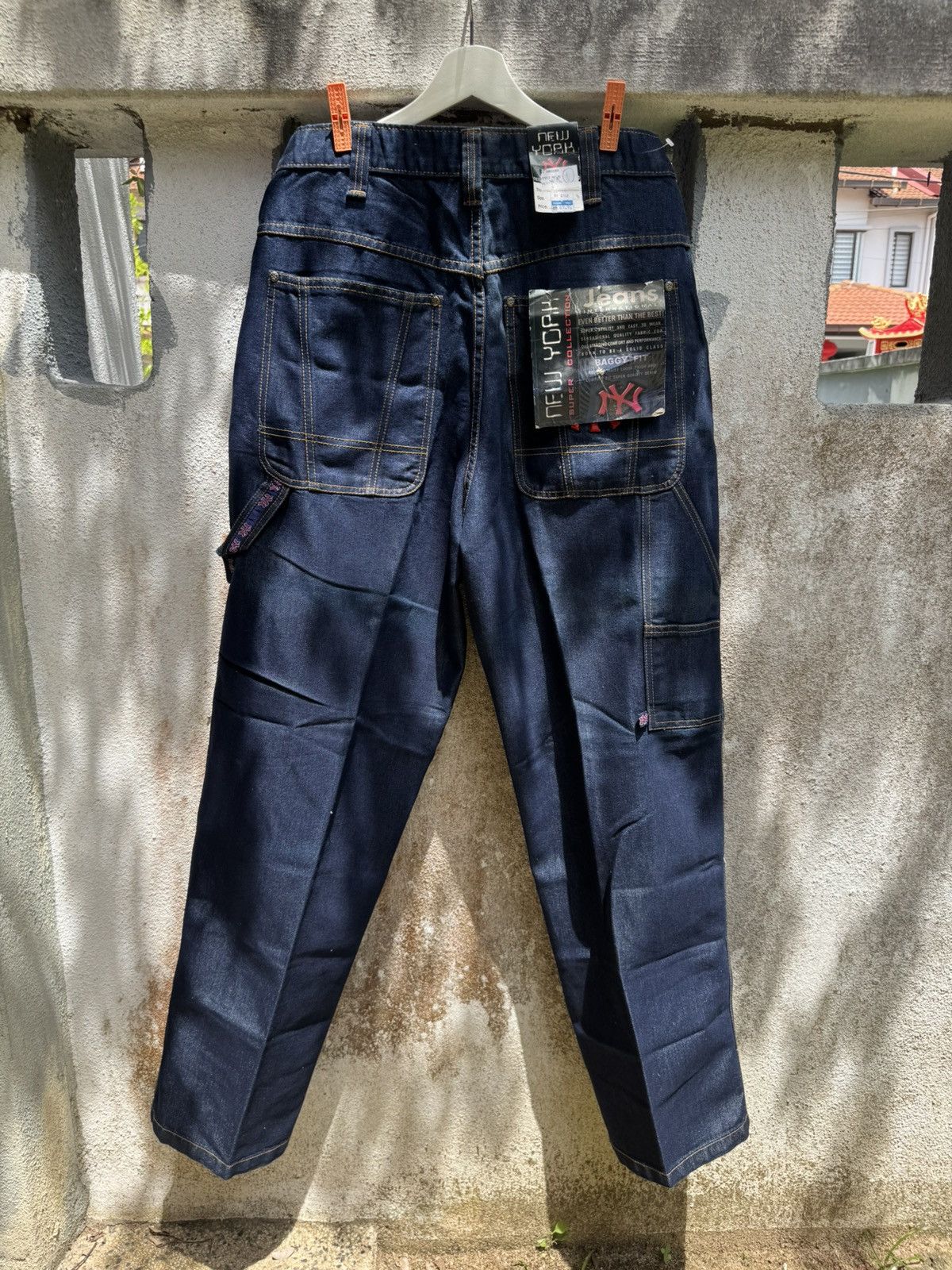 New York Yankees × Vintage VERY RARE🔥VTG 90s NY YANKEE HIPHOP BAGGY FLARE JEANS BOSS02 Size US 34 / EU 50 - 3 Thumbnail