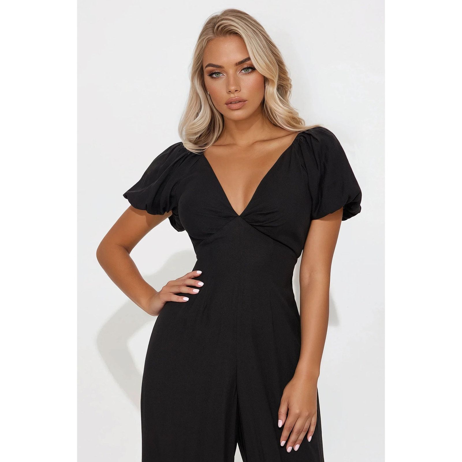 Other Prim Puff Sleeve Jumpsuit - Black - Size S Size 27" / US 4 / IT 40 - 2 Thumbnail