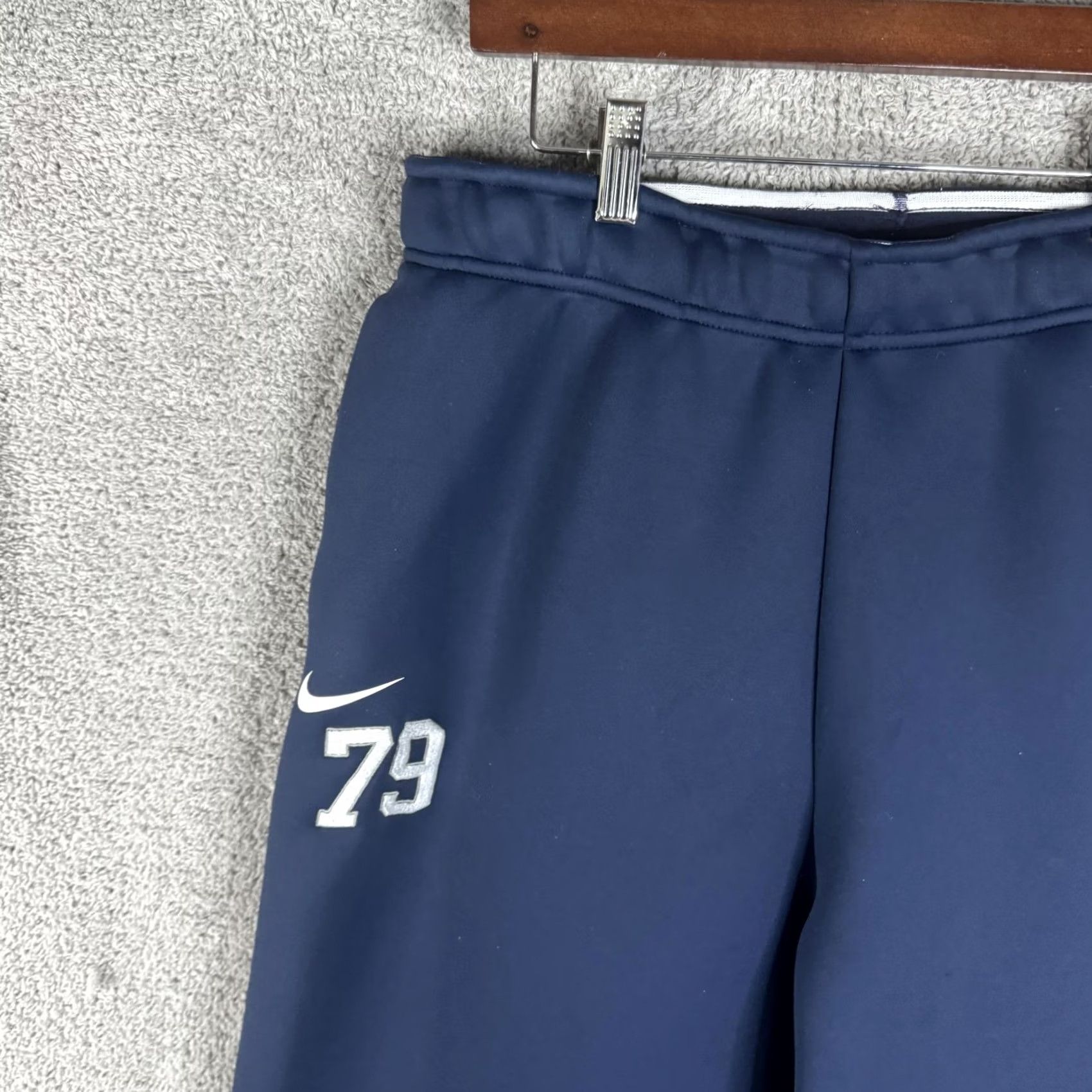 Nike Nike Dri-FIT Track Pants Mens Large Blue Fleece Elastic Waist Pockets 79 AC Logo Zippered Ankle Athletic Size US 33 - 2 Thumbnail