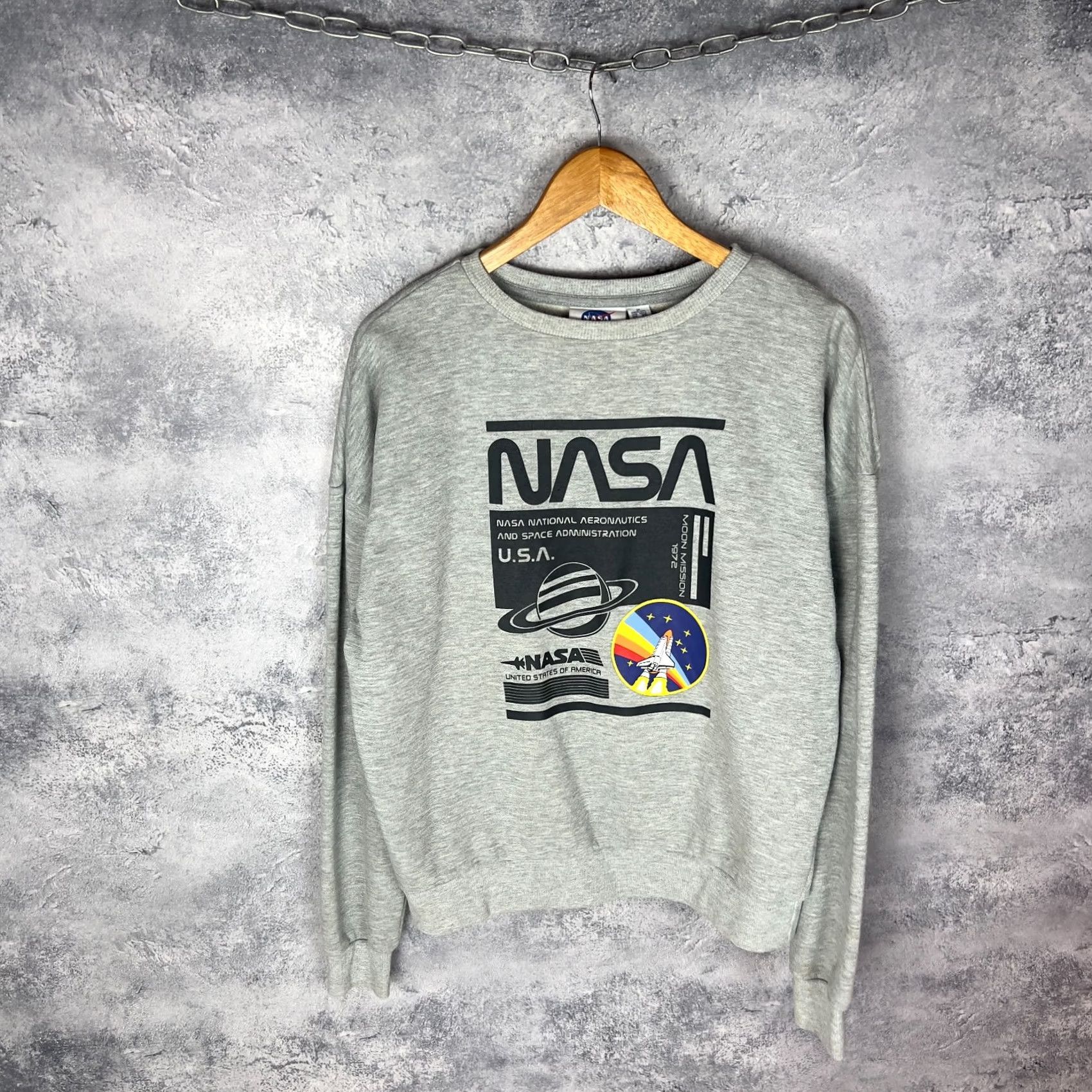 Primark VINTAGE NASA Sweatshirt Primark Gray Pullover Crewneck Space Graphic M Mens Size US M / EU 48-50 / 2 - 2 Thumbnail