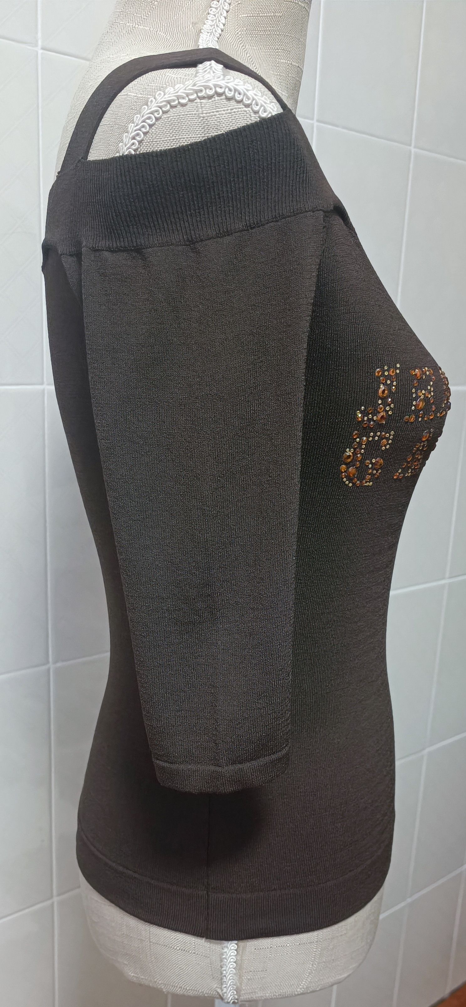 Jean Paul Gaultier Chocolate brown top with yellow and red rhinestones Size S / US 4 / IT 40 - 17 Thumbnail