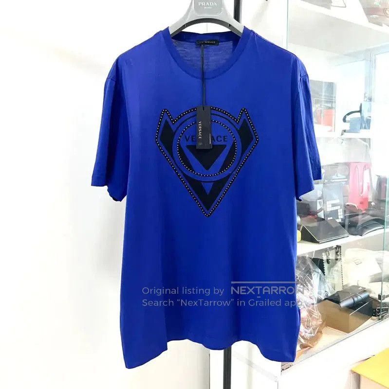 Versace Versace Summer Blue Cotton Men’s T-Shirt . Size US L / EU 52-54 / 3 - 2 Thumbnail