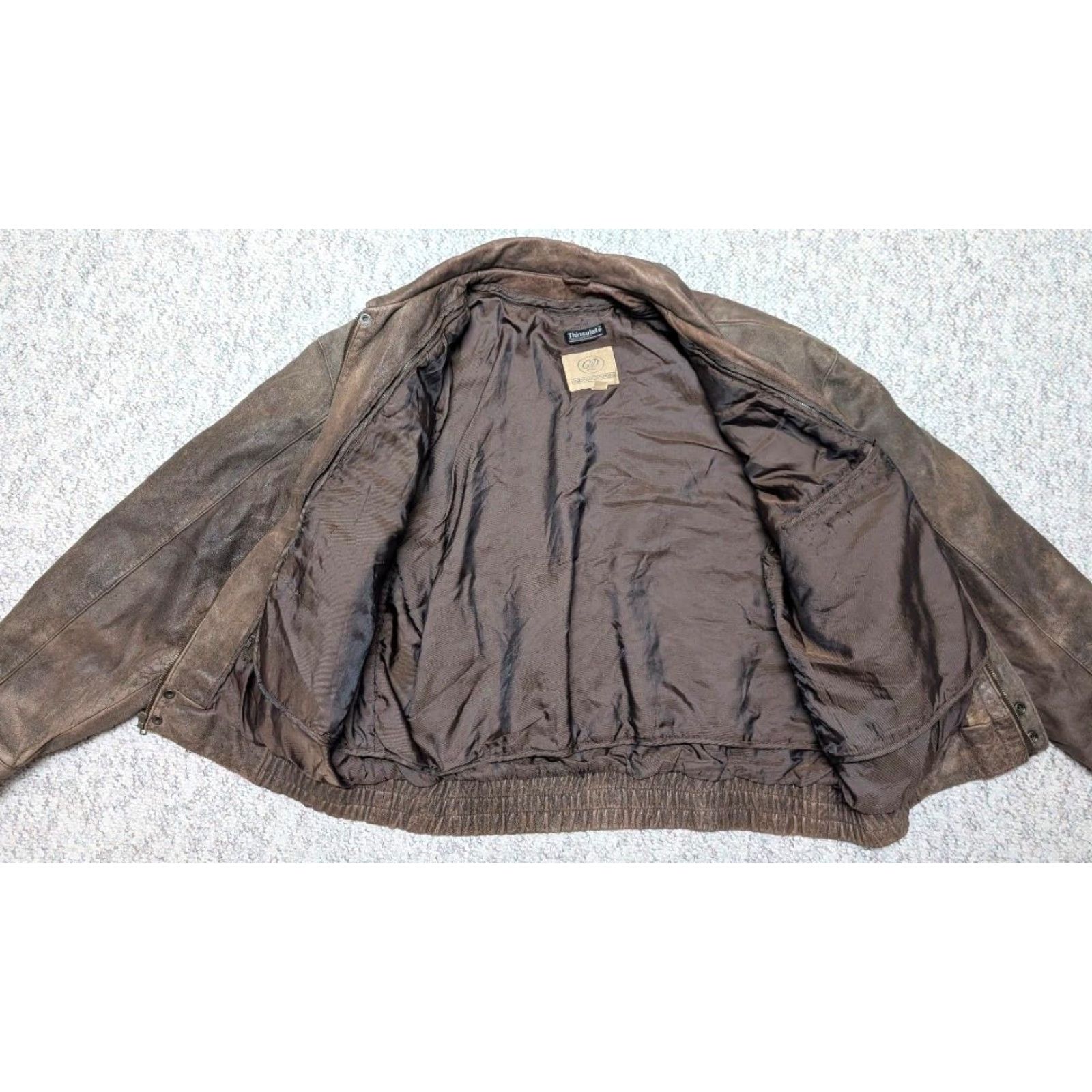 Vintage VINTAGE Georgetown Leather Bomber Jacket XL Mens Brown Leather Zip Chest 48-50 Loose Boxy Patina 1980s-90s Flight A2 Size US XL / EU 56 / 4 - 6 Thumbnail