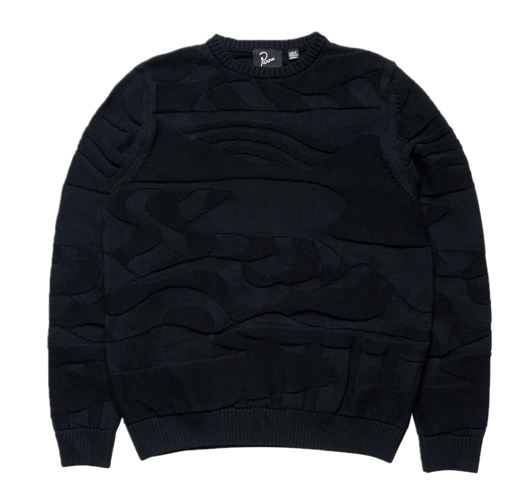 image of By Parra Mens Landcape Knitted Pullover – XL in Navy Blue