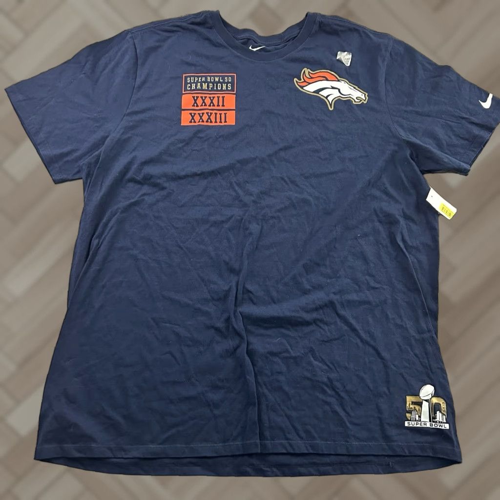 Nike Nike Denver Broncos SuperBowl Champions Short Sleeve T Shirt XXL Blue Mens Size US XXL / EU 58 / 5 - 1 Thumbnail