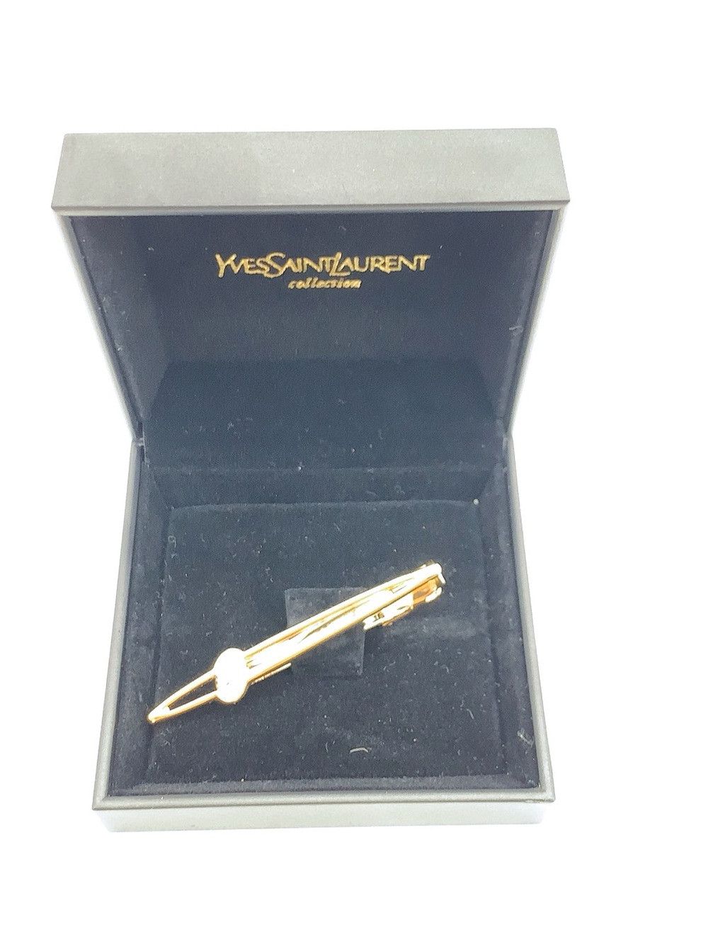 Vintage Yves Saint Laurent (Ysl) Gold-Tone Ridged Tie Clip, Men’s